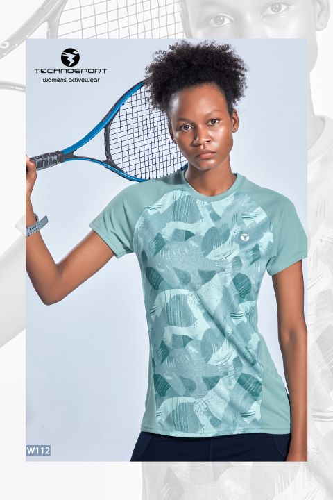 W112/3-5 | TECHNOSPORT WOMENS DIGITAL PRINT CREWNECK